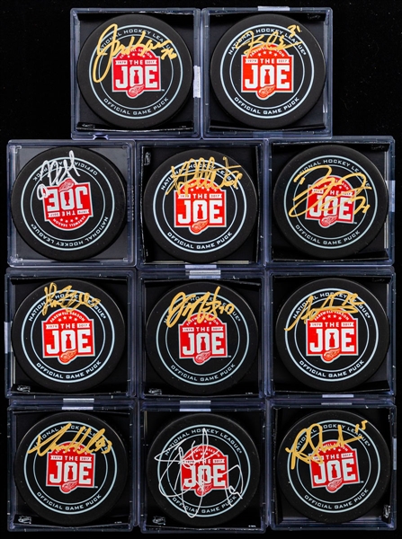 Joe Louis Arena 2016-17 “Farewell Season” Detroit Red Wings Single-Signed Puck Collection of 29 Including Yzerman 