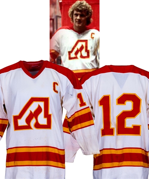 Tom Lysiaks 1977-78 Atlanta Flames Game-Worn Captains Jersey - Team Repairs!