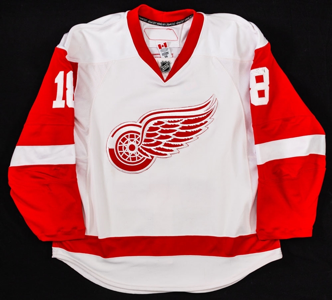 Kirk Maltbys 2007-08 Detroit Red Wings Game-Worn Jersey - Stanley Cup Championship Season! - Team Repairs!