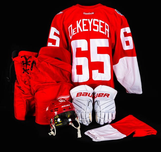 Danny Dekeysers February 27th 2016 Detroit Red Wings Stadium Series Game-Worn Jersey and Equipment Collection