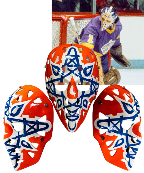 Gary Edwards 1976-77 to 1980-81 Los Angeles Kings / Cleveland Barons / Edmonton Oilers Game-Worn Fiberglass Goalie Mask