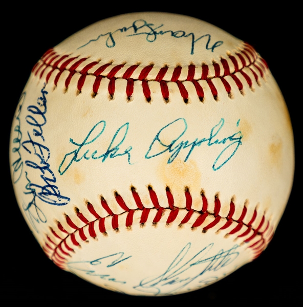 MLB Hall of Famers Multi-Signed Ball by 9 with JSA LOA Including Appling, Slaughter, Snider, Spahn, Mathews, Musial and Others