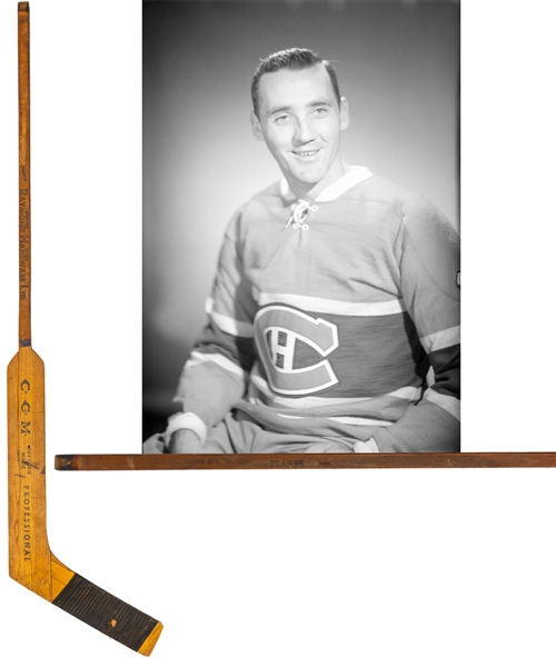 Jacques Plantes 1955-56 Montreal Canadiens CCM Team-Signed Game-Used Stick