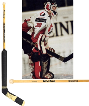 Martin Brodeurs Mid-1990s Team Canada Signed Heaton Helite-III Game-Used Stick