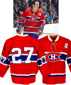 Frank Mahovlichs 1971-72 Montreal Canadiens Game-Worn Alternate Captains Jersey with His Signed LOA - 96-Point Career High Season! - Photo-Matched!