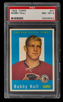 1959-60 Topps Hockey Card #47 HOFer Bobby Hull - Graded PSA 8