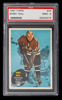 1961-62 Topps Hockey Card #29 HOFer Bobby Hull - Graded PSA MINT 9