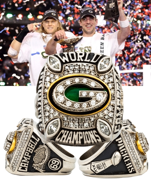 Chris Campbells 2010 Green Bay Packers Super Bowl XLV Championship Platinum and Diamond Ring 
