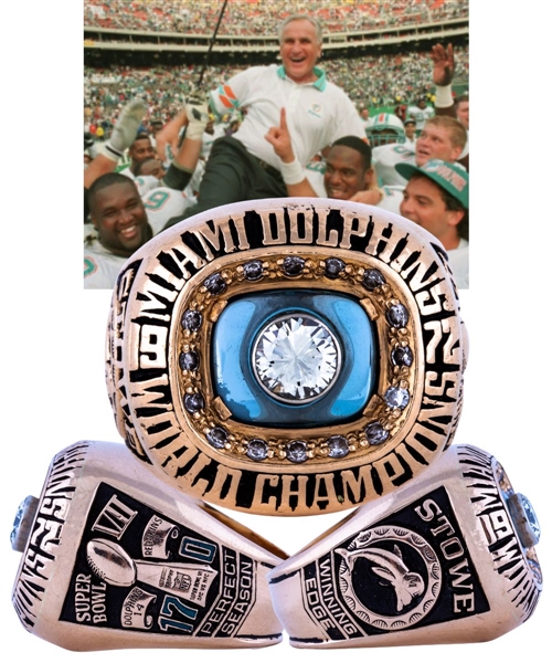 Otto Stowes 1972 Miami Dolphins Undefeated Super Bowl VII Champions 14K Gold and Diamond Ring