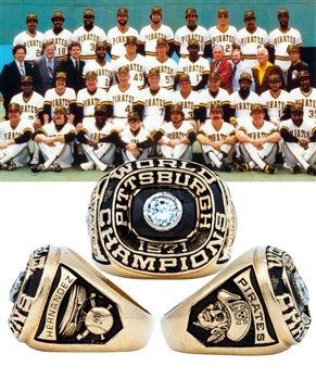 Jackie Hernandezs 1971 Pittsburgh Pirates World Series Championship 10K Gold and Diamond Ring with His Signed LOA 