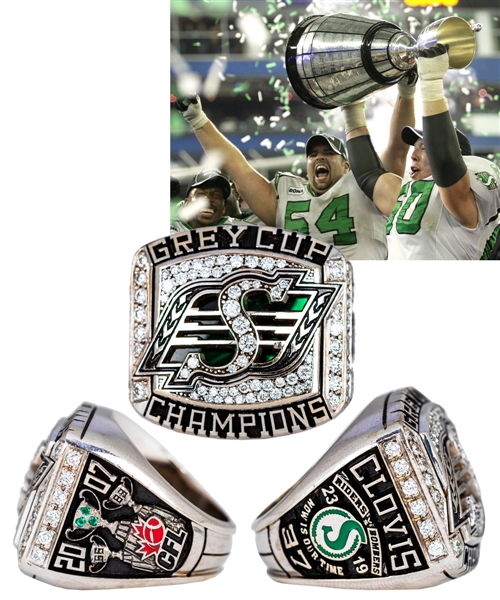 Tristan Cloviss 2007 Saskatchewan Roughriders Grey Cup 10K Gold and Diamond Championship Ring