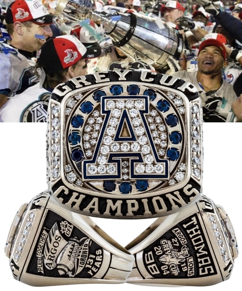 Marvin Thomas 2004 Toronto Argonauts Grey Cup Championship 10K Gold and Diamond Ring