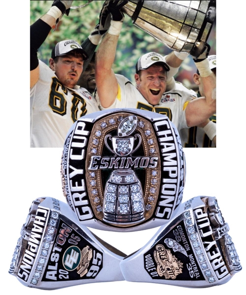 Charles Alstons 2005 Edmonton Eskimos Grey Cup Championship 10K Gold and Diamond Ring