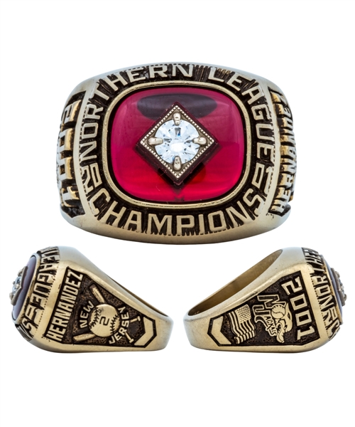 Jackie Hernandezs 2001 New Jersey Jackals Northern League Championship Ring with His Signed LOA