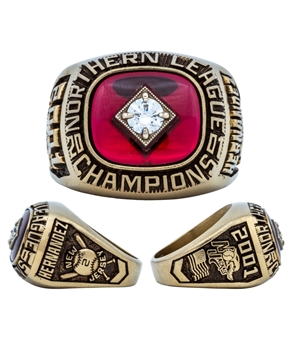 Jackie Hernandezs 2001 New Jersey Jackals Northern League Championship Ring with His Signed LOA