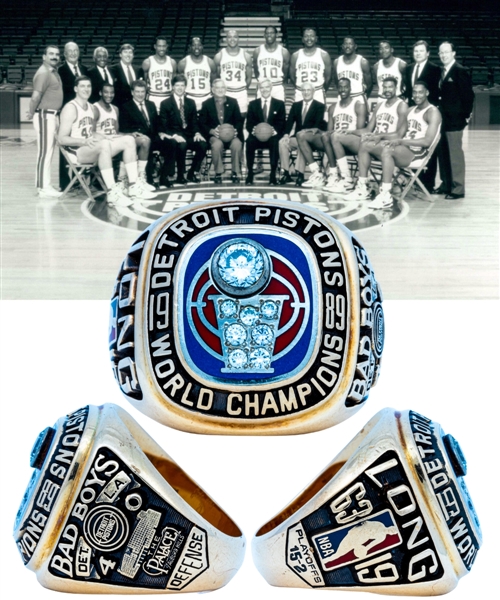 John Longs 1988-89 Detroit Pistons NBA Championship 14K Gold and Diamond Ring 