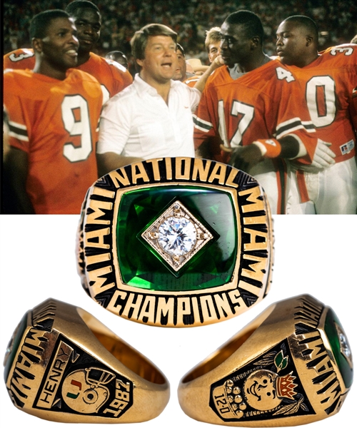 Charles Henrys 1987 Miami Hurricanes NCAA Championship 10K Gold Ring 