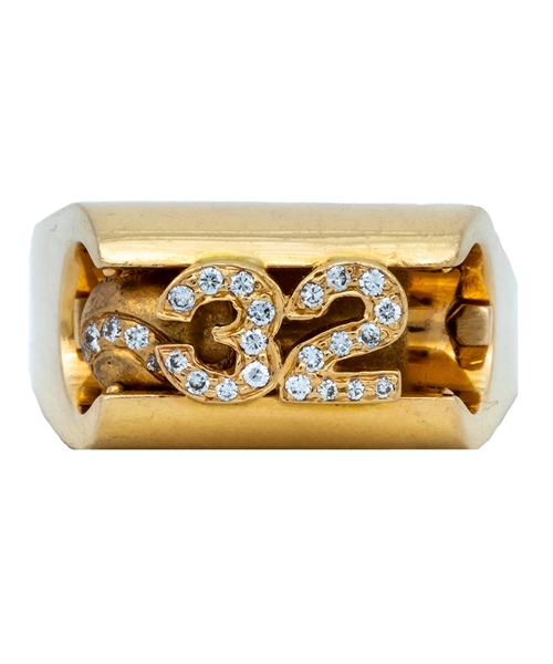 Vintage Baseball 14K Gold and Diamond #32 Ring with Floating Baseball