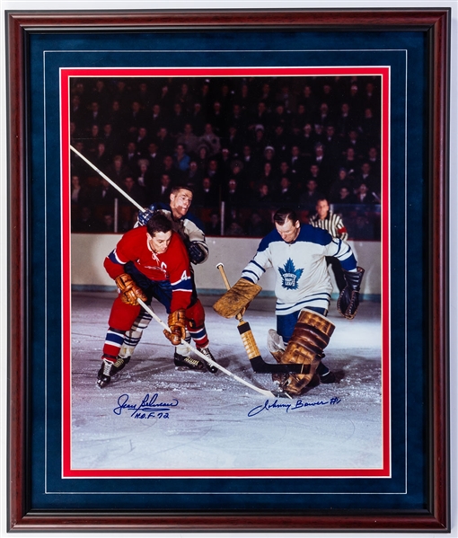 Deceased HOFers Jean Beliveau and Johnny Bower Signed Framed Photo with COA (22” x 26”)