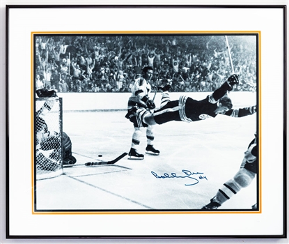 Bobby Orr Boston Bruins Signed “The Goal” Framed Photo with GNR COA (19 ½” x 23 ½”) Plus Second Signed and Framed Photo 