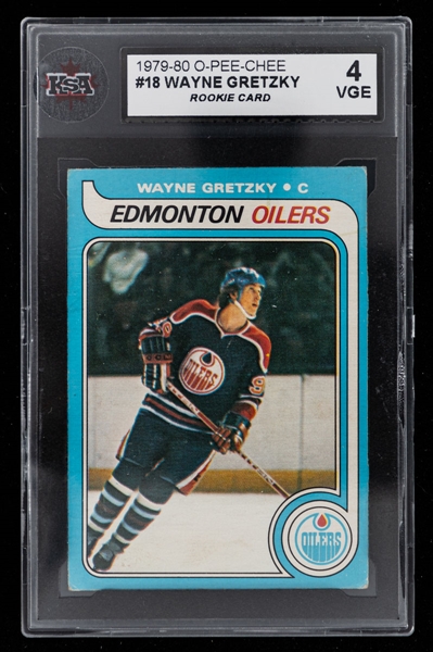 1979-80 O-Pee-Chee Hockey Card #18 HOFer Wayne Gretzky Rookie - Graded KSA 4