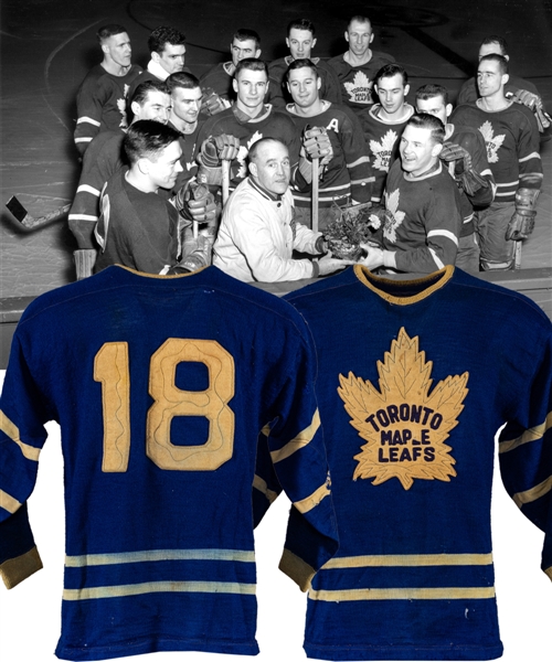 Toronto Maple Leafs Early-to-Mid-1950s Game-Worn Wool Jersey - Team Repairs!