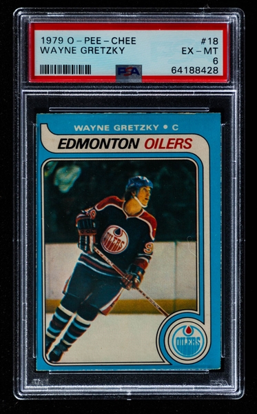 1979-80 O-Pee-Chee Hockey Card #18 HOFer Wayne Gretzky Rookie - Graded PSA 6