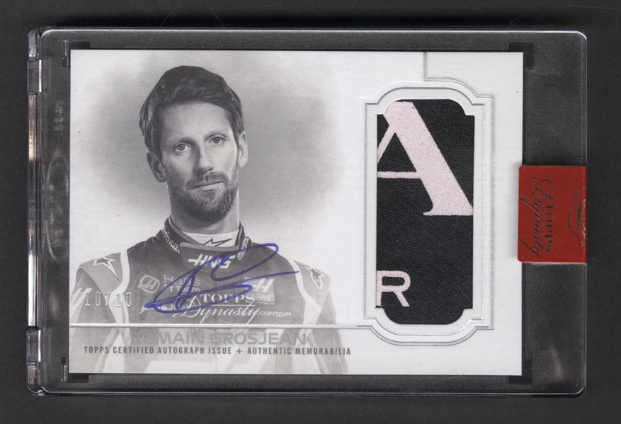 2020 Topps Dynasty Formula 1 Card #DAP-IIRG Romain Grosjean Patch/Auto (10/10)