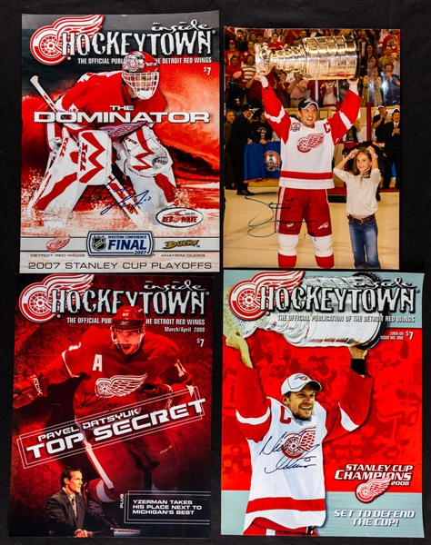 Detroit Red Wings Signed and Multi-Signed Photos/Publications/Pictures (41) Including Yzerman, Hasek, Fedorov, Lidstrom, Zetterberg, Datsyuk, Probert, Osgood and Others