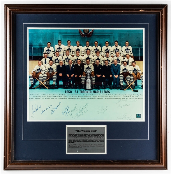 Toronto Maple Leafs 1950-51 Stanley Cup Champions Multi-Signed Framed Limited-Edition Team Picture #17/51 with COA