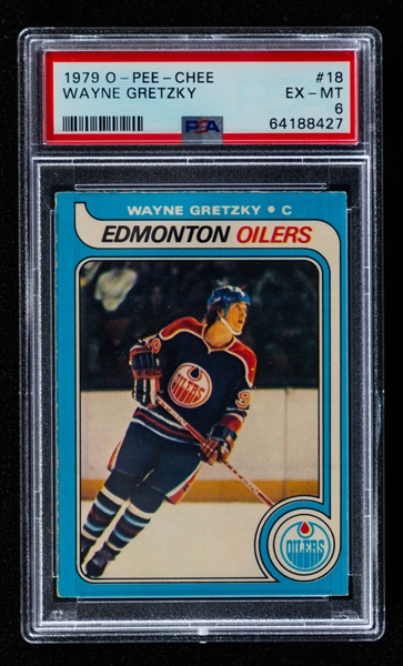 1979-80 O-Pee-Chee Hockey Card #18 HOFer Wayne Gretzky Rookie - Graded PSA 6