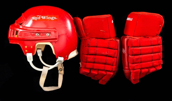 Dino Ciccarelli’s Signed Detroit Red Wings Game-Used CCM Helmet (1995-96) and Gloves Plus Larry Murphy’s Signed CCM Gloves (2000-01) 