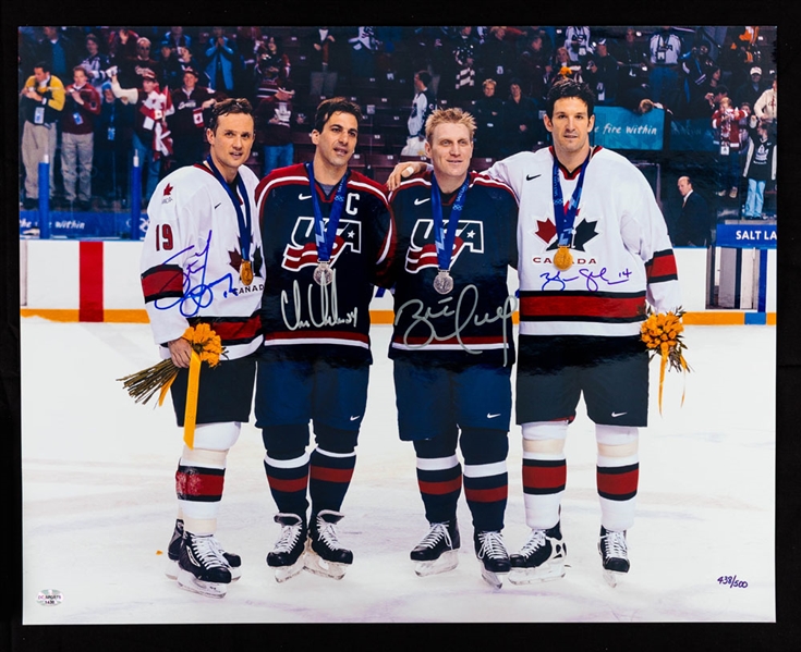 2002 Winter Olympics Steve Yzerman, Chris Chelios, Brett Hull and Brendan Shanahan Signed Limited-Edition Photo with LOA - Proceeds to Benefit the Ted Lindsay Foundation (16” x 20”)