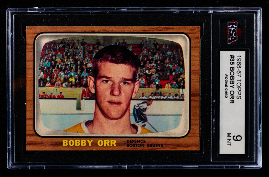 1966-67 Topps Hockey Card #35 HOFer Bobby Orr Rookie - Graded KSA MINT 9