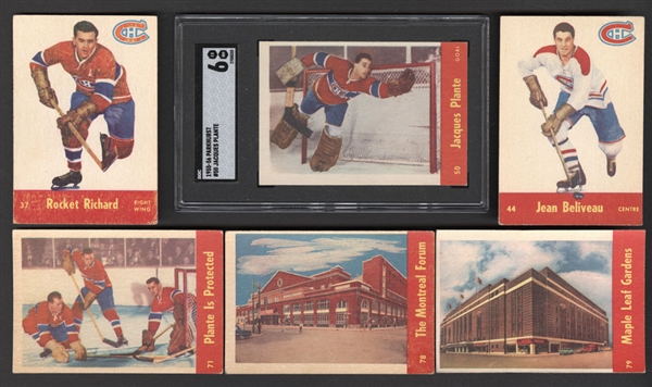 1955-56 Parkhurst Hockey Complete 79-Card Set Including Graded #50 Jacques Plante Rookie Card (SGC 6)