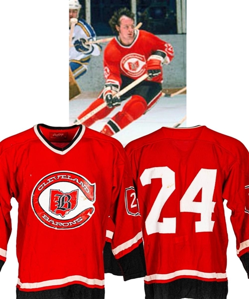 Brent Meekes 1976-77 Cleveland Barons Inaugural Season Game-Worn Jersey with LOA - Team Repairs! (Barry Meisel Collection)