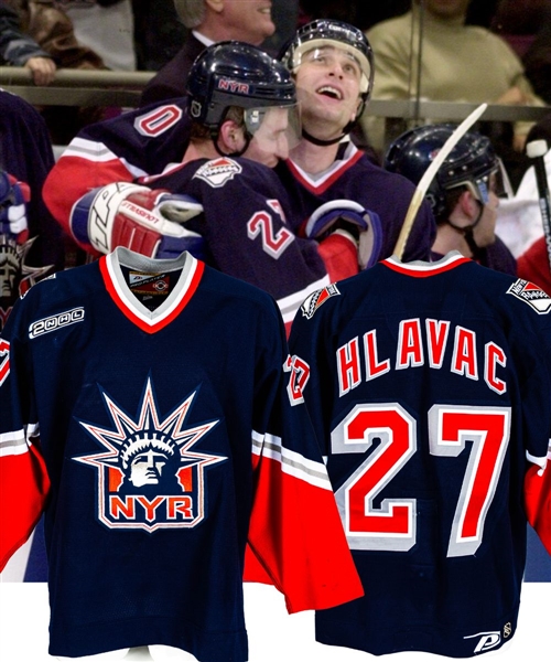 Jan Hlavacs 1999-2000 New York Rangers "Millennium Collection" Game-Worn "Lady Liberty" Jersey with LOA - 2000 Patch! (Barry Meisel Collection)