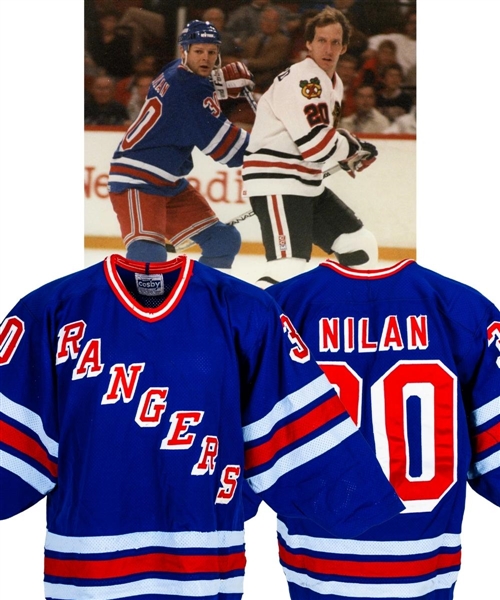 Chris Nilans 1988-89 New York Rangers Game-Worn Jersey with Team LOA - Team Repairs! (Barry Meisel Collection)