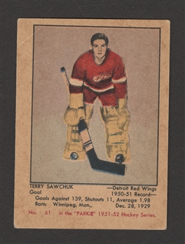 1951-52 Parkhurst Hockey #61 HOFer Terry Sawchuk Rookie Card