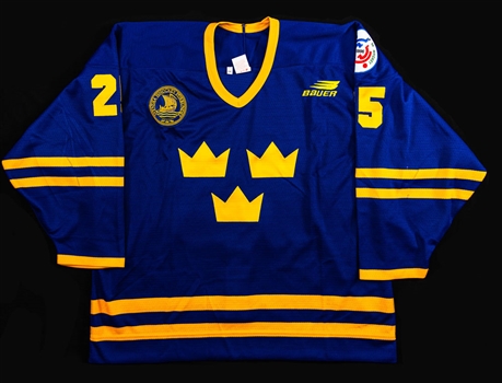 Markus Naslunds 1996 World Cup of Hockey Team Sweden Game-Worn Jersey with NHLPA LOA