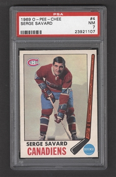 1969-70 O-Pee-Chee Hockey Card #4 HOFer Serge Savard Rookie - Graded PSA 7