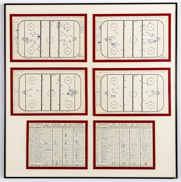 1972 Canada-Russia Series Game 4 Official Score & Stats Sheets Framed Displays (2)