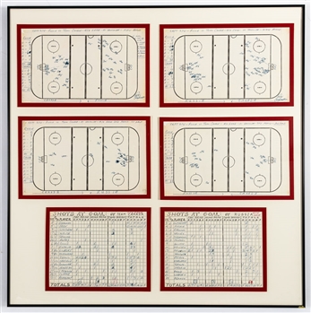 1972 Canada-Russia Series Game 4 Official Score & Stats Sheets Framed Displays (2)