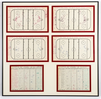 1972 Canada-Russia Series Game 3 Official Score & Stats Sheets Framed Displays (2)