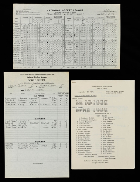 1972 Canada-Russia Series Sept. 28th Game 8 Statistics Sheet Collection