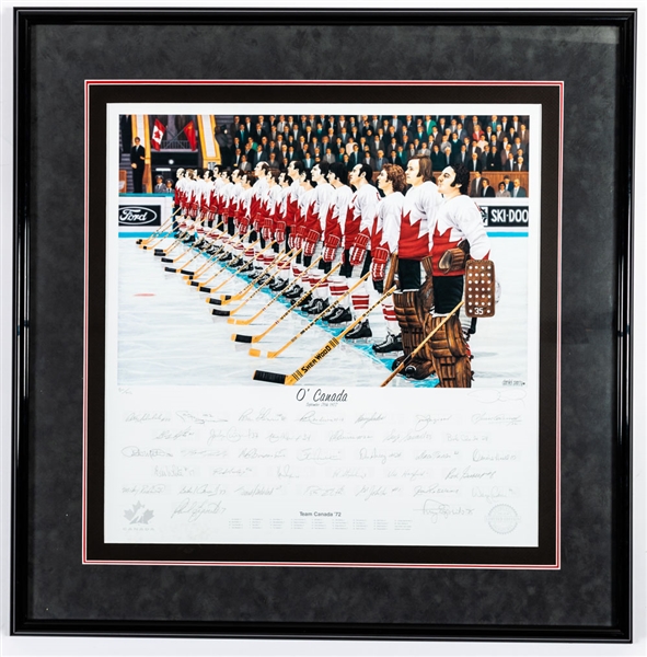 Team Canada 1972 Canada-Russia Series "OCanada" Team-Signed Limited-Edition Daniel Parry Framed Lithograph (34" x 35")