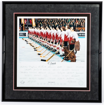 Team Canada 1972 Canada-Russia Series "OCanada" Team-Signed Limited-Edition Daniel Parry Framed Lithograph (34" x 35")