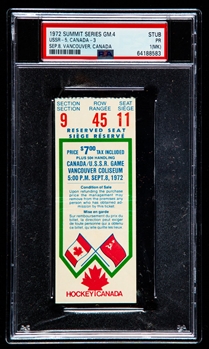 1972 Canada-Russia Series Game 4 Ticket Stub from Vancouver Coliseum - Graded PSA 1 (MK)