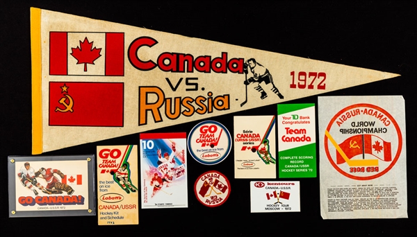 1972 Canada-Russia Series Memorabilia including 1972-73 OPC Cards, Sealed Box Set and Rare Pennant 