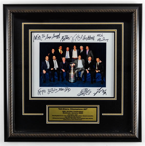 2009 NHL All-Star Celebration “All Stars, Champions All” Multi-Signed Framed Photo by 12 Including H. Richard, St. Louis, Modano (23 ¼” x 23 ¼”)